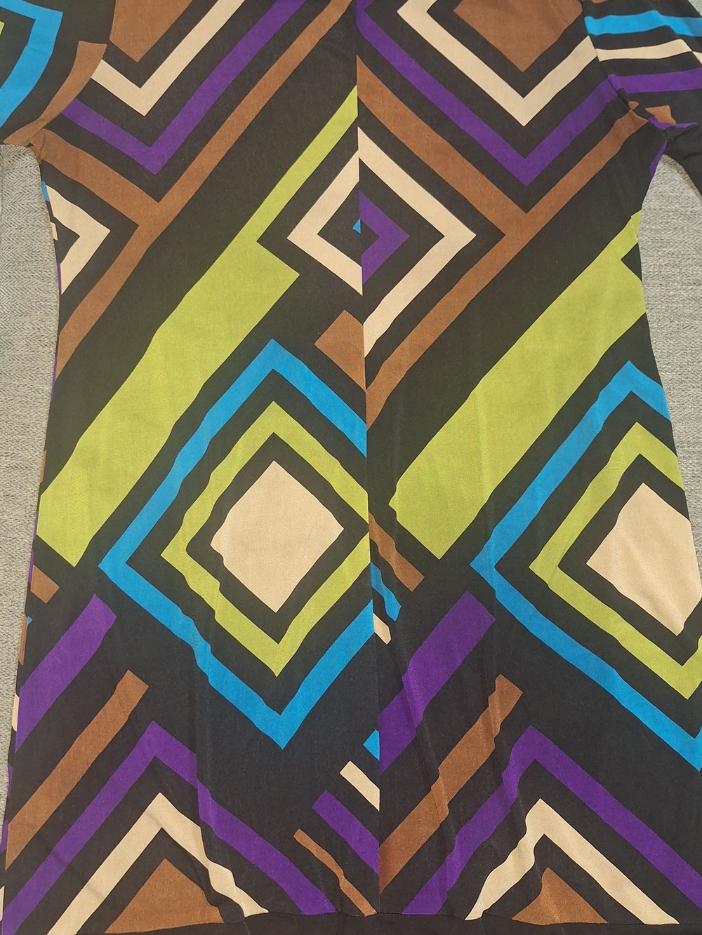 Emma & Michele Geometric Tunic in Black, Lime, Turquoise & Purple